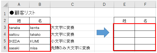 英字を小文字 大文字 先頭のみ大文字に変換する方法